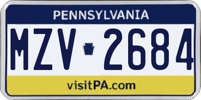 PA license plate MZV2684