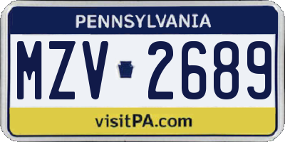 PA license plate MZV2689