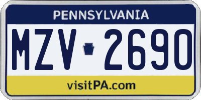 PA license plate MZV2690