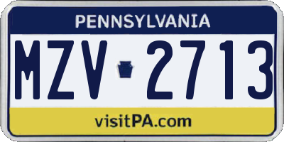 PA license plate MZV2713