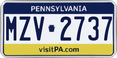 PA license plate MZV2737