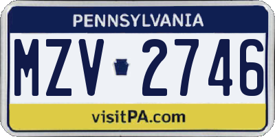 PA license plate MZV2746