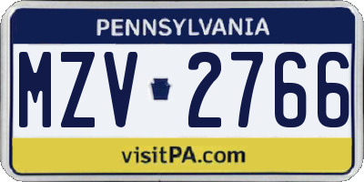 PA license plate MZV2766