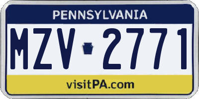 PA license plate MZV2771