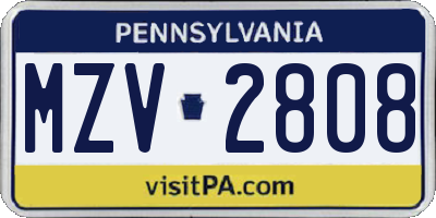 PA license plate MZV2808