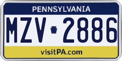 PA license plate MZV2886