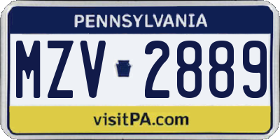 PA license plate MZV2889