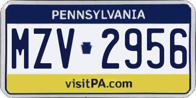 PA license plate MZV2956