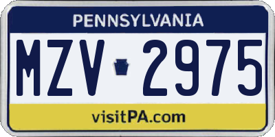 PA license plate MZV2975