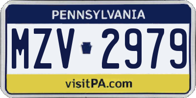 PA license plate MZV2979