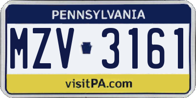 PA license plate MZV3161