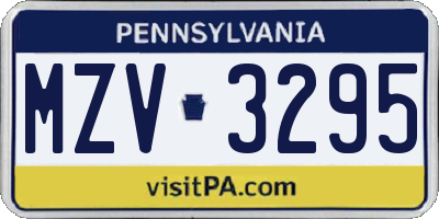 PA license plate MZV3295