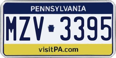 PA license plate MZV3395