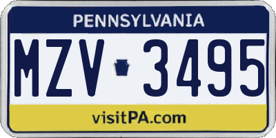 PA license plate MZV3495