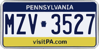 PA license plate MZV3527