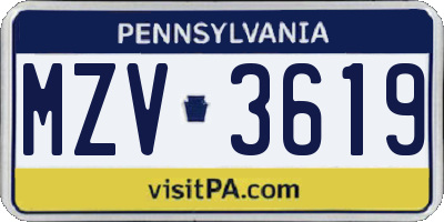 PA license plate MZV3619