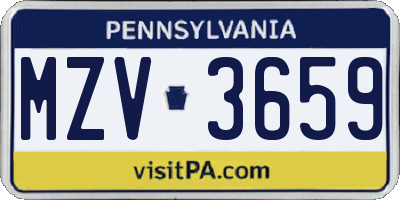 PA license plate MZV3659