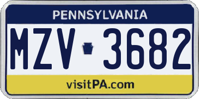 PA license plate MZV3682