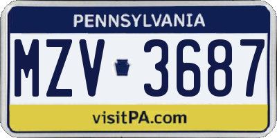 PA license plate MZV3687