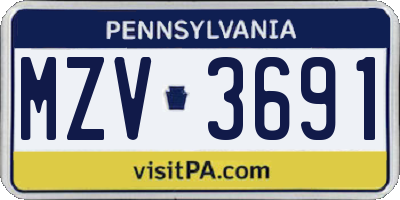 PA license plate MZV3691