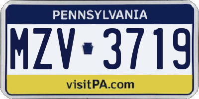 PA license plate MZV3719