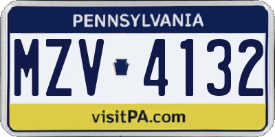 PA license plate MZV4132