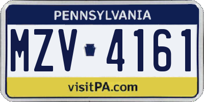 PA license plate MZV4161