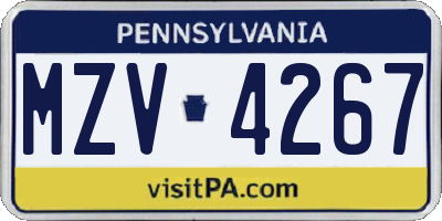 PA license plate MZV4267