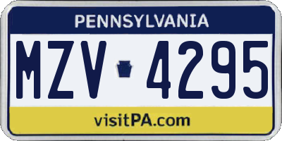 PA license plate MZV4295