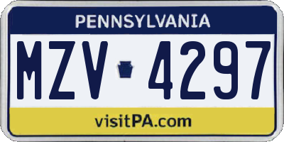 PA license plate MZV4297