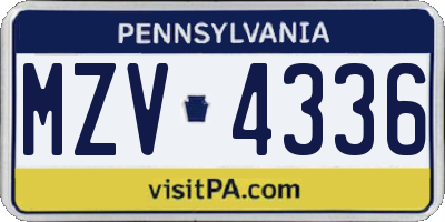 PA license plate MZV4336