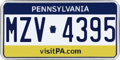 PA license plate MZV4395
