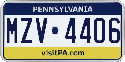 PA license plate MZV4406