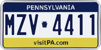 PA license plate MZV4411