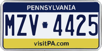 PA license plate MZV4425