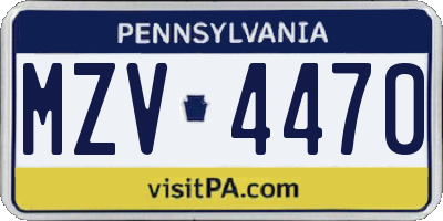 PA license plate MZV4470
