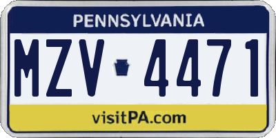 PA license plate MZV4471