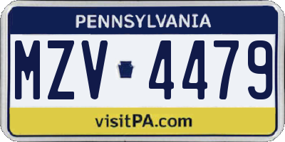 PA license plate MZV4479