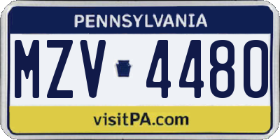 PA license plate MZV4480