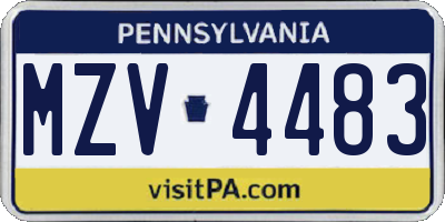PA license plate MZV4483