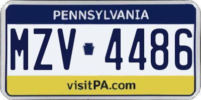 PA license plate MZV4486