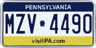 PA license plate MZV4490