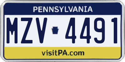 PA license plate MZV4491