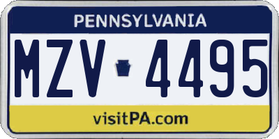PA license plate MZV4495