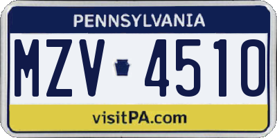 PA license plate MZV4510
