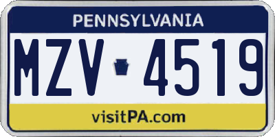PA license plate MZV4519