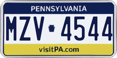 PA license plate MZV4544