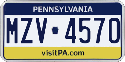 PA license plate MZV4570