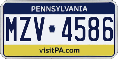 PA license plate MZV4586