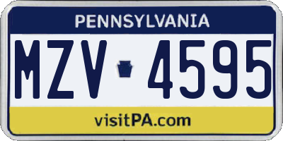 PA license plate MZV4595